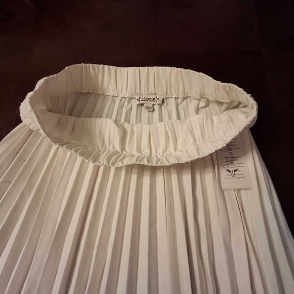 Nanette Lepore Pleated Lace Cream Midi A-Line Full Pull-on Skirt Women Medium - Picture 5 of 14